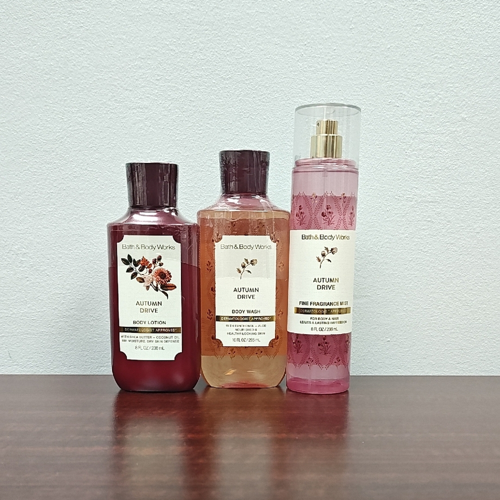 Bath & Body Works AUTUMN DRIVE 3 Piece Body Care Bundle Set